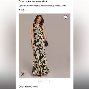 DKNY floral print cowelneck gown